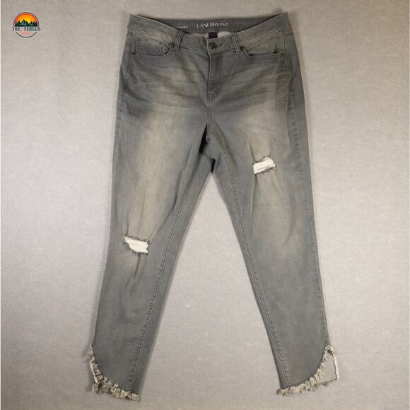 Lane Bryant Skinny Jeans Gray Mid Rise Super Stretch Pockets Denim Women's 14 - Picture 2 of 12